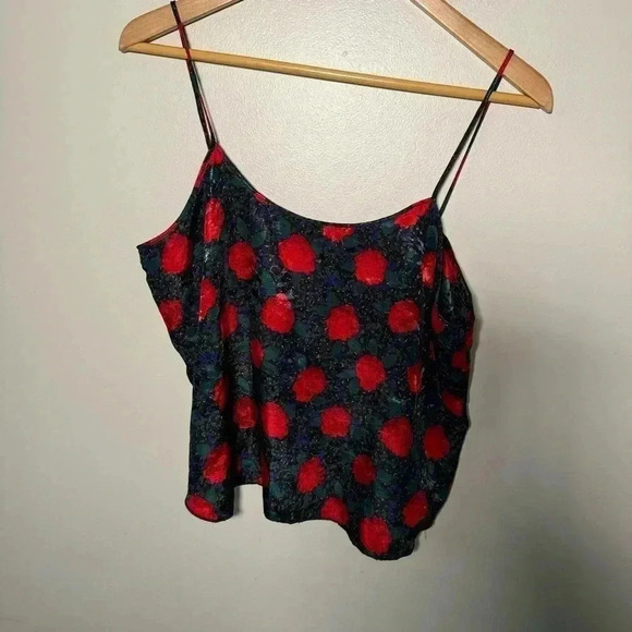 Vintage red rose satin cami  M coquette goth - Picture 5 of 6